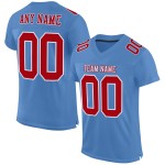 Maillot de football authentique personnalisé en maille rouge et blanc bleu clair Maillot de football authentique personnalisé en maille rouge et blanc bleu clair