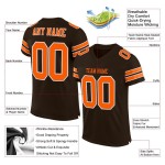 Maillot de football marron personnalisé authentique en maille orange et blanc Maillot de football marron personnalisé authentique en maille orange et blanc
