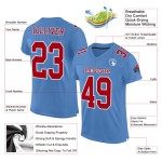 Maillot de football authentique personnalisé en maille rouge et blanc bleu clair Maillot de football authentique personnalisé en maille rouge et blanc bleu clair