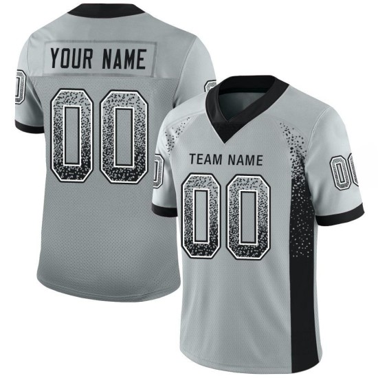 Maillot de football personnalisé Silver Fashion Drift Mesh noir et blanc Maillot de football personnalisé Silver Fashion Drift Mesh noir et blanc