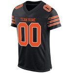 Maillot de football personnalisé en maille noir orange-blanc authentique Maillot de football personnalisé en maille noir orange-blanc authentique