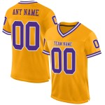 Maillot de football personnalisé en maille rétro doré violet-blanc authentique Maillot de football personnalisé en maille rétro doré violet-blanc authentique