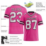 Maillot de football rose authentique en maille blanc-noir personnalisé Maillot de football rose authentique en maille blanc-noir personnalisé