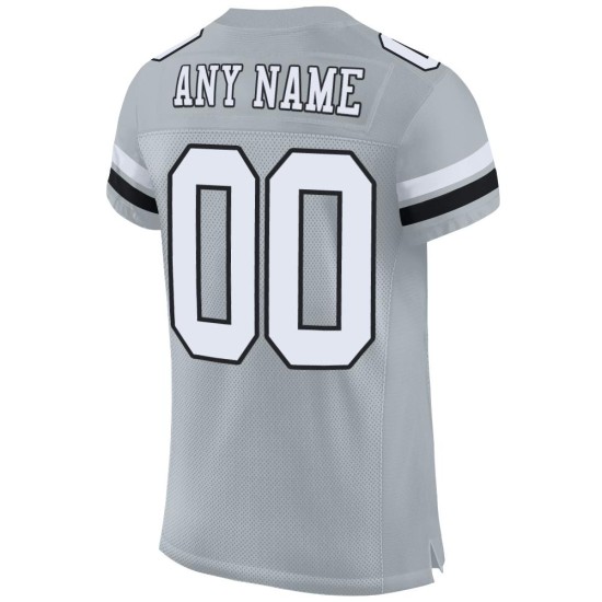 Maillot de football personnalisé blanc-noir argenté authentique en maille Maillot de football personnalisé blanc-noir argenté authentique en maille