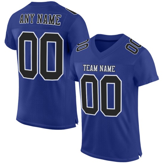Maillot de football noir et blanc personnalisé authentique en maille Royal Maillot de football noir et blanc personnalisé authentique en maille Royal