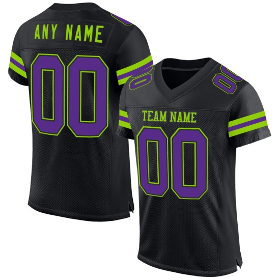 Maillot Mesh Noir Authentique Violet-Fluo Vert Football Personnalisé Maillot Mesh Noir Authentique Violet-Fluo Vert Football Personnalisé