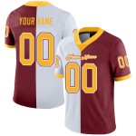 Maillot de football personnalisé Split en maille bordeaux doré et blanc tendance Maillot de football personnalisé Split en maille bordeaux doré et blanc tendance