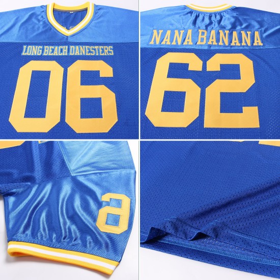 Maillot de football Royal Gold-White Authentic Mesh Throwback Personnalisé Maillot de football Royal Gold-White Authentic Mesh Throwback Personnalisé