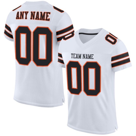 Maillot de football personnalisé authentique en maille noir-orange blanc Maillot de football personnalisé authentique en maille noir-orange blanc