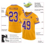 Maillot de football personnalisé en maille rétro doré violet-blanc authentique Maillot de football personnalisé en maille rétro doré violet-blanc authentique