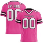 Maillot de football rose authentique en maille blanc-noir personnalisé Maillot de football rose authentique en maille blanc-noir personnalisé