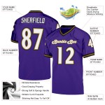 Maillot de football personnalisé en maille blanc et violet authentique doré Maillot de football personnalisé en maille blanc et violet authentique doré