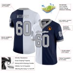 Maillot de football en maille bleu marine Split Custom Fashion gris-blanc Maillot de football en maille bleu marine Split Custom Fashion gris-blanc