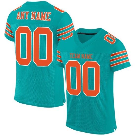 Maillot de football personnalisé en maille orange et blanc authentique Aqua Maillot de football personnalisé en maille orange et blanc authentique Aqua