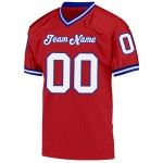 Maillot de football rétro en maille rouge authentique personnalisé White-Royal Maillot de football rétro en maille rouge authentique personnalisé White-Royal
