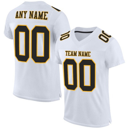 Maillot de football noir-or personnalisé blanc maille authentique Maillot de football noir-or personnalisé blanc maille authentique