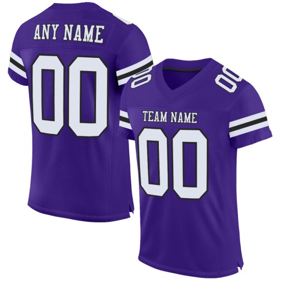 Maillot de football personnalisé authentique en maille blanc-noir violet Maillot de football personnalisé authentique en maille blanc-noir violet