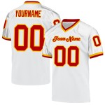 Maillot de football personnalisé en maille blanc rouge-or authentique rétro Maillot de football personnalisé en maille blanc rouge-or authentique rétro