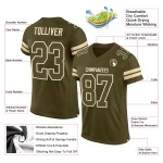Maillot authentique personnalisé en maille Olive Football Service Olive-Cream Salute Maillot authentique personnalisé en maille Olive Football Service Olive-Cream Salute