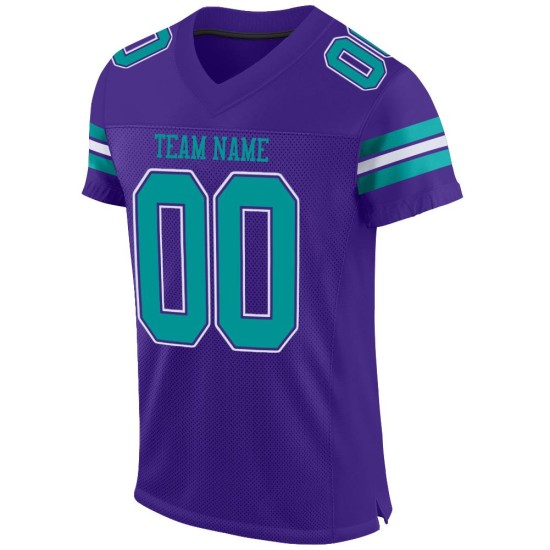 Maillot de football personnalisé en maille Aqua-Blanc Authentique Violet Maillot de football personnalisé en maille Aqua-Blanc Authentique Violet