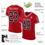 Maillot de football personnalisé en maille noir et blanc, motif rétro rouge authentique Maillot de football personnalisé en maille noir et blanc, motif rétro rouge authentique