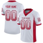 Maillot de football personnalisé rouge-gris en maille blanche Drift Maillot de football personnalisé rouge-gris en maille blanche Drift