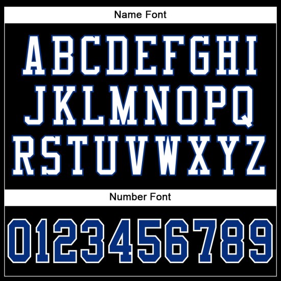 Maillot de football personnalisé authentique en maille noire, bleu royal et blanc Maillot de football personnalisé authentique en maille noire, bleu royal et blanc