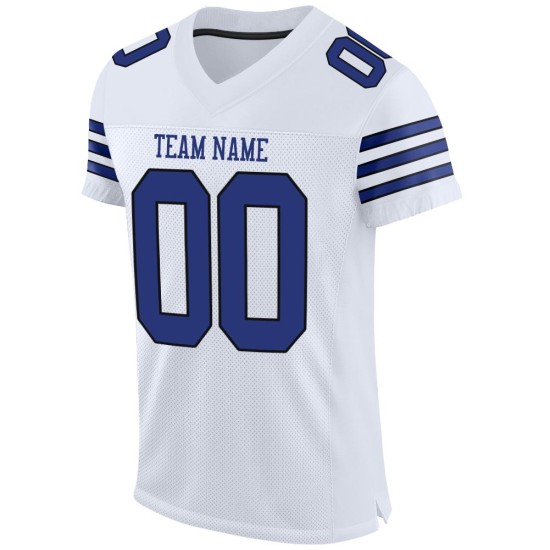 Maillot de football en maille blanche Royal-Black, personnalisé et authentique Maillot de football en maille blanche Royal-Black, personnalisé et authentique