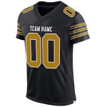 Maillot de football authentique en maille noire, blanc et or, personnalisé Maillot de football authentique en maille noire, blanc et or, personnalisé