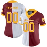 Maillot de football personnalisé Split en maille bordeaux doré et blanc tendance Maillot de football personnalisé Split en maille bordeaux doré et blanc tendance