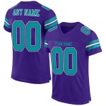Maillot de football personnalisé en maille Aqua-Blanc Authentique Violet Maillot de football personnalisé en maille Aqua-Blanc Authentique Violet