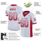 Maillot de football personnalisé rouge-gris en maille blanche Drift Maillot de football personnalisé rouge-gris en maille blanche Drift