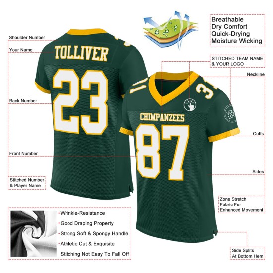 Maillot de football authentique en maille personnalisée vert blanc-or Maillot de football authentique en maille personnalisée vert blanc-or
