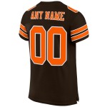 Maillot de football marron personnalisé authentique en maille orange et blanc Maillot de football marron personnalisé authentique en maille orange et blanc