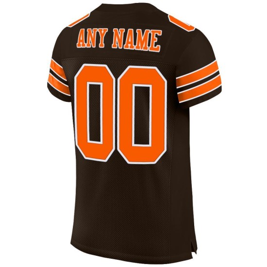 Maillot de football marron personnalisé authentique en maille orange et blanc Maillot de football marron personnalisé authentique en maille orange et blanc