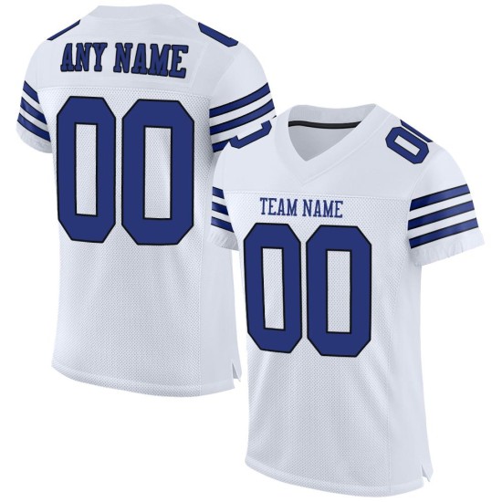 Maillot de football en maille blanche Royal-Black, personnalisé et authentique Maillot de football en maille blanche Royal-Black, personnalisé et authentique