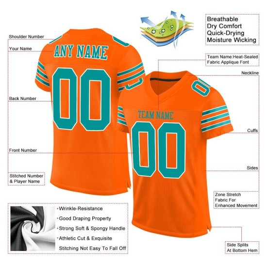 Maillot de football authentique orange Aqua-White en maille personnalisée Maillot de football authentique orange Aqua-White en maille personnalisée