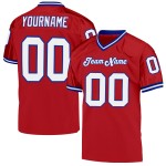 Maillot de football rétro en maille rouge authentique personnalisé White-Royal Maillot de football rétro en maille rouge authentique personnalisé White-Royal