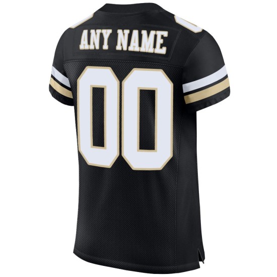 Maillot de football personnalisé authentique blanc-Vegas en maille noire et dorée Maillot de football personnalisé authentique blanc-Vegas en maille noire et dorée