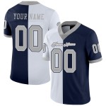 Maillot de football en maille bleu marine Split Custom Fashion gris-blanc Maillot de football en maille bleu marine Split Custom Fashion gris-blanc