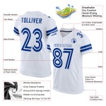 Maillot de football blanc authentique en maille personnalisée blanc-royal Maillot de football blanc authentique en maille personnalisée blanc-royal