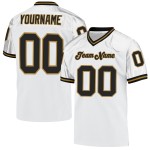Maillot de football rétro en maille dorée, noir et blanc, authentique et personnalisé Maillot de football rétro en maille dorée, noir et blanc, authentique et personnalisé