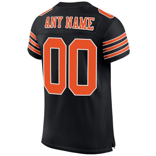 Maillot de football personnalisé en maille noir orange-blanc authentique Maillot de football personnalisé en maille noir orange-blanc authentique