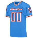 Maillot de football bleu en maille personnalisée, blanc et rouge, rétro, poudre authentique Maillot de football bleu en maille personnalisée, blanc et rouge, rétro, poudre authentique