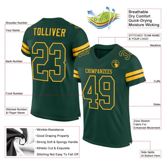 Maillot de football vert-or authentique en maille verte personnalisée Maillot de football vert-or authentique en maille verte personnalisée