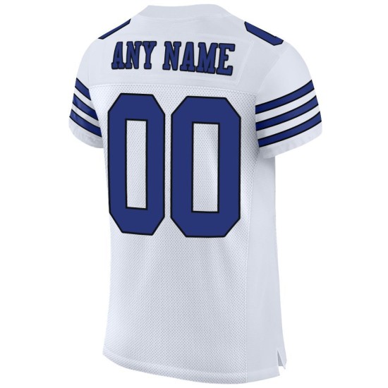 Maillot de football en maille blanche Royal-Black, personnalisé et authentique Maillot de football en maille blanche Royal-Black, personnalisé et authentique