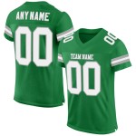 Maillot de football personnalisé en maille vert authentique, blanc et gris