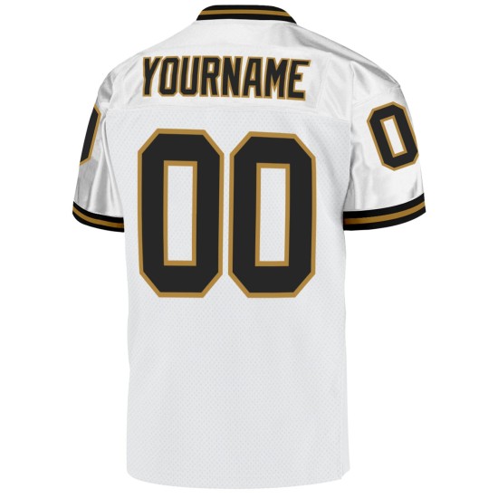 Maillot de football rétro en maille dorée, noir et blanc, authentique et personnalisé Maillot de football rétro en maille dorée, noir et blanc, authentique et personnalisé
