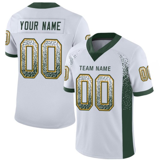 Maillot de football tendance en maille Drift vert-or blanc personnalisé Maillot de football tendance en maille Drift vert-or blanc personnalisé