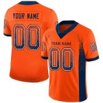 Maillot de football personnalisé en maille orange bleu marine et blanc Maillot de football personnalisé en maille orange bleu marine et blanc